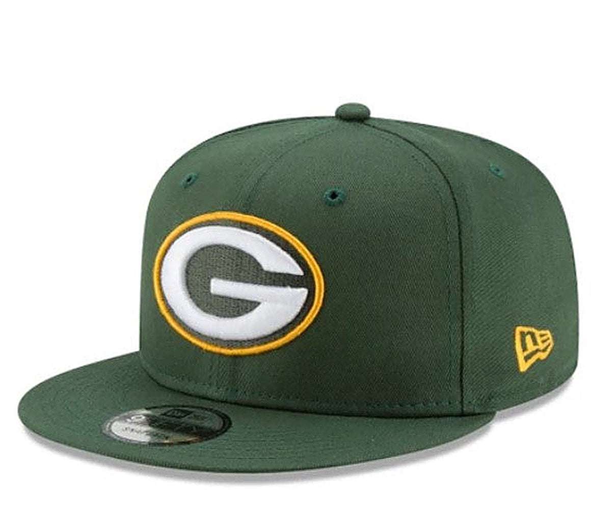 Green Bay Packers New Era 9Fifty snapback hat in green and yellow with adjustable closure