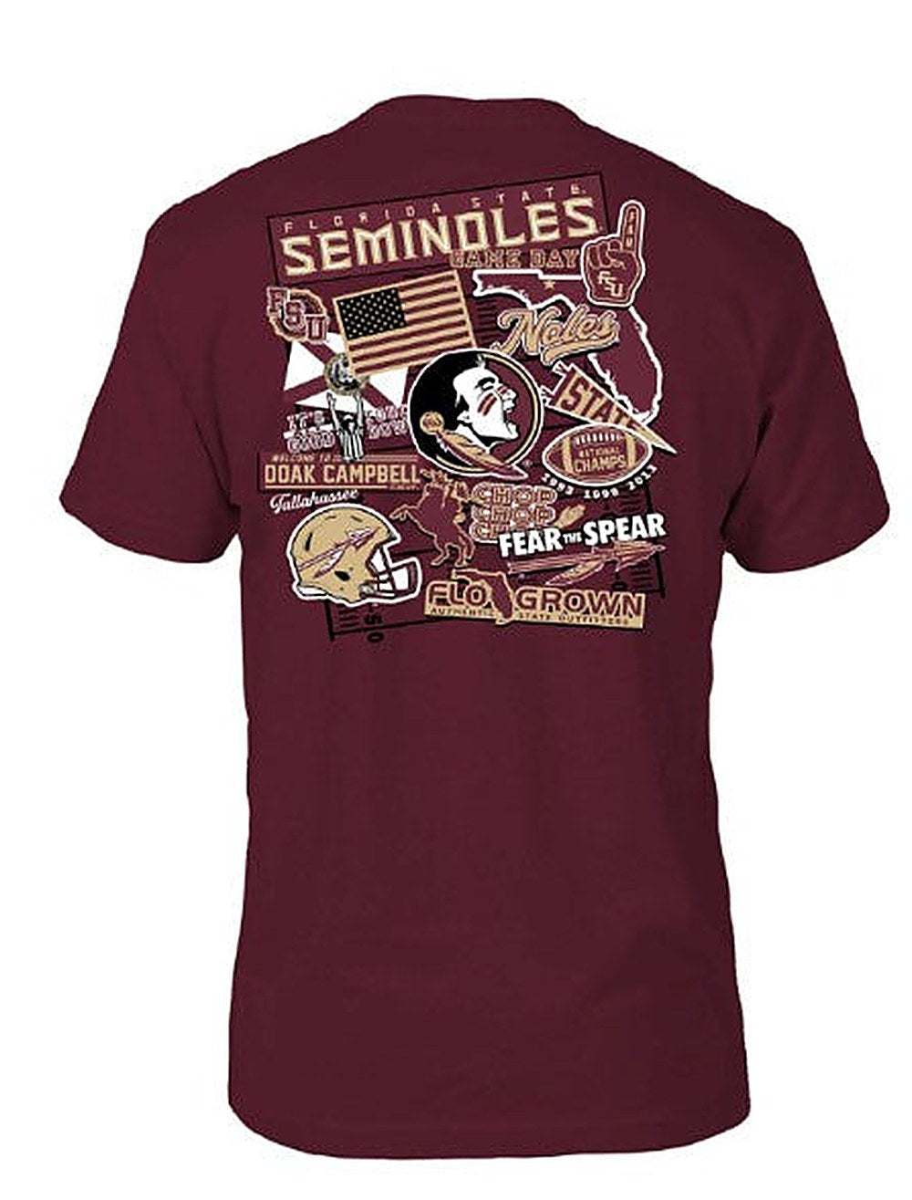 Florida State Seminoles FloGrown Sticker Tee with Seminole logo on soft cotton blend, relaxed fit, perfect for game days