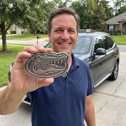 NCAA Florida Gators Rico Antique Nickel Auto Emblem - on-model lifestyle photo