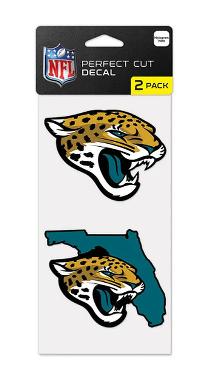 Jacksonville Jaguars Wincraft State Shape Perfect Cut Decal Set of Two 4" X 4"