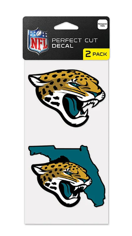 Jacksonville Jaguars Wincraft State Shape Perfect Cut Decal Set of Two 4" X 4"