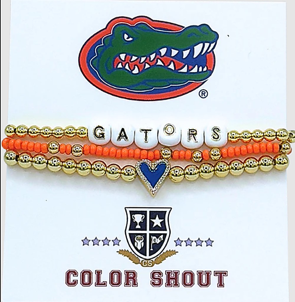 University of Florida Gators Color Shout Love Bracelet - Set of 3