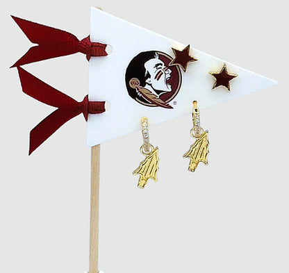 Florida State Seminoles Color Shout Stars/Spear Gold - 2 Piece Earrings