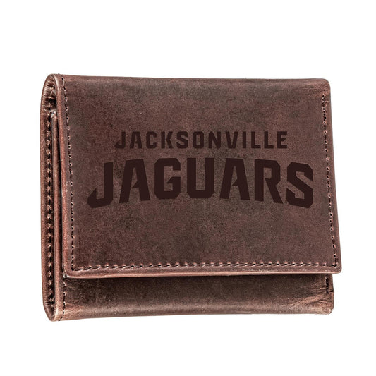 NFL Jacksonville Jaguars Evergreen Brown Genuine Leather Tri-Fold Wallet