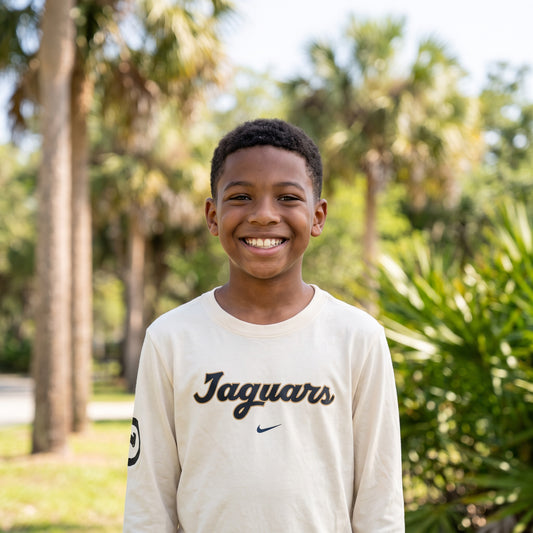 NFL Jacksonville Jaguars Nike Youth Rivalry Max90 Long Sleeve Tee - on-model lifestyle photo