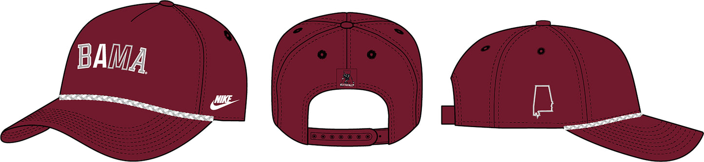 NCAA Alabama Crimson Tide Nike Rise BR 5P Structured Adjustable Cap