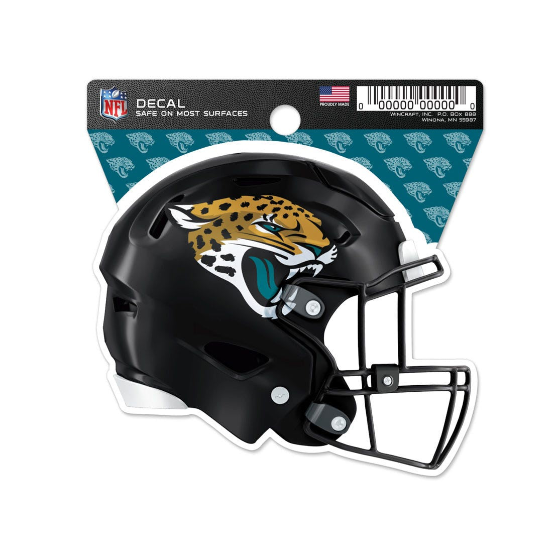 NFL Jacksonville Jaguars WinCraft Helmet Clean Cut Decal 3 x 4 Inch Teal and Black