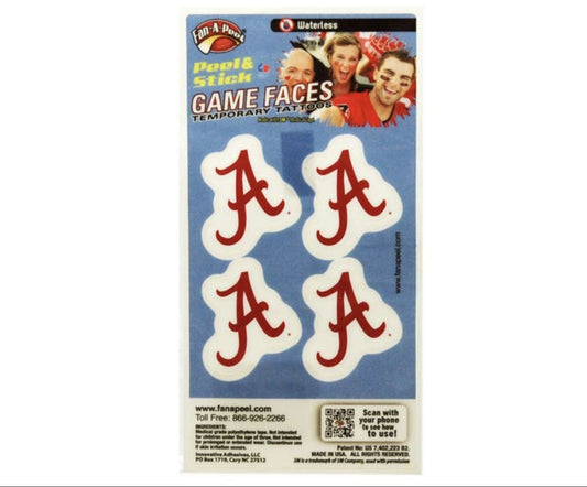 Alabama Roll Tide Fan A Peel Face Tattoos - A