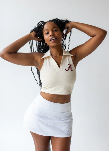 University of Alabama Roll Tide Gameday Social Collar Patched Crop Tank
