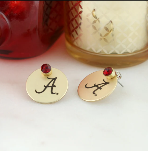 University of Alabama Crimson Tide Seasons Jewelry Gold Disc Earrings