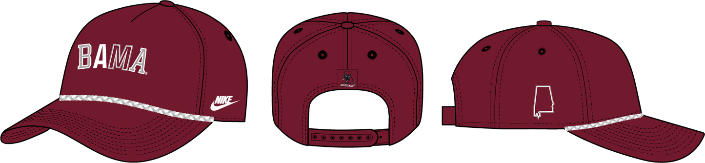 NCAA Alabama Crimson Tide Nike Rise BR 5P Structured Adjustable Cap
