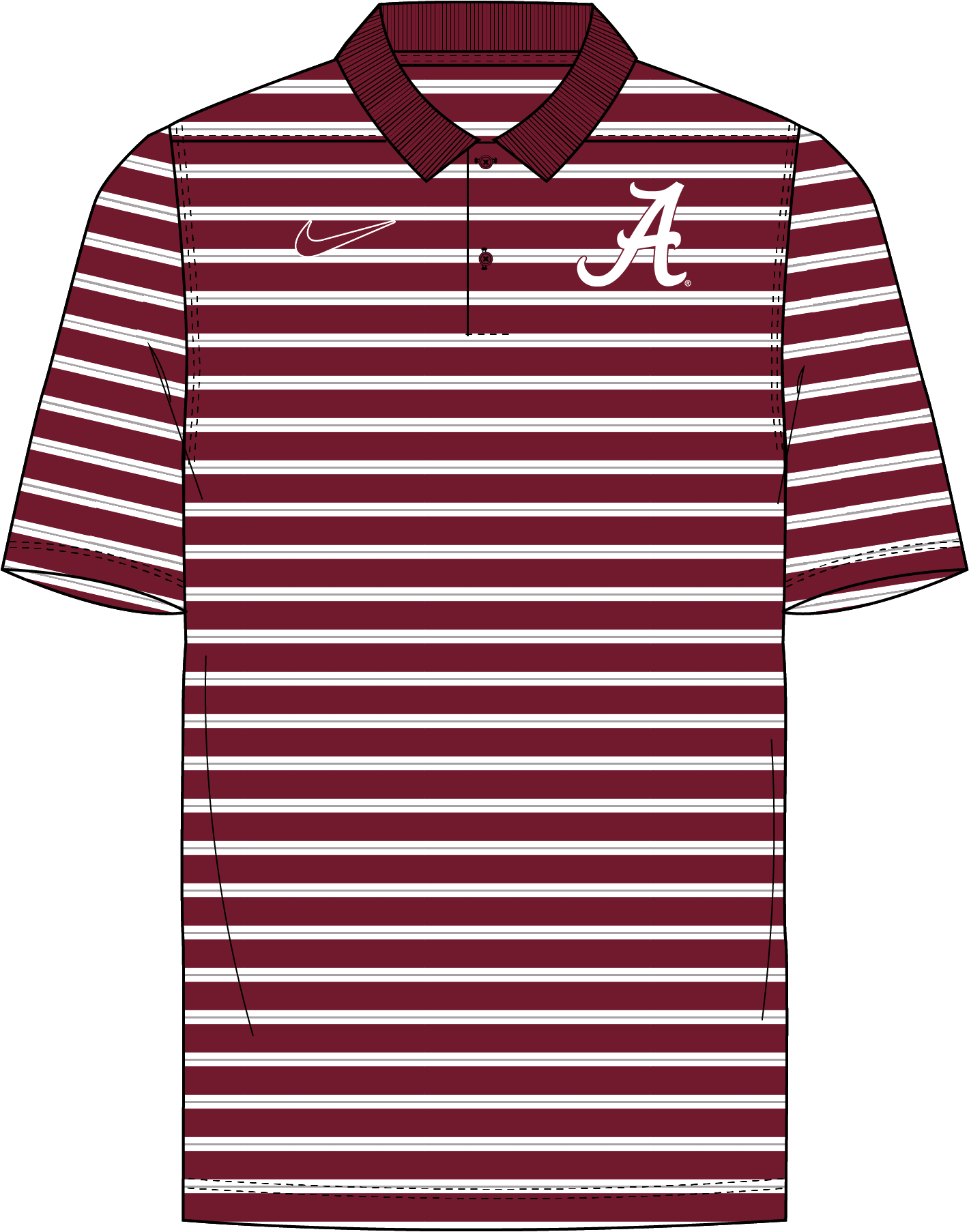 NCAA Alabama Crimson Tide Nike Men's Striped Primary Logo Polo (White)