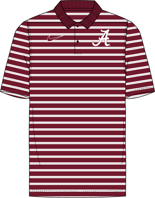 NCAA Alabama Crimson Tide Nike Men's Striped Primary Logo Polo (White)