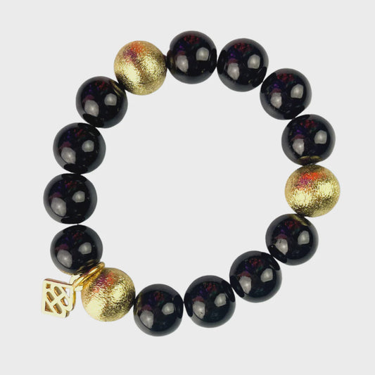 Black & Gold Beaded Brianna Bracelet