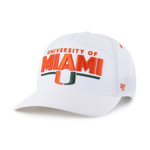 White Miami Hurricanes cap with an embroidered team logo, by '47 Brand