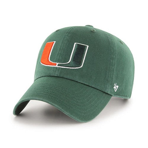 NCAA Miami Hurricanes '47 Brand Dark Green Clean Up Adjustable Hat