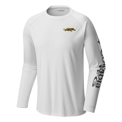 White Jacksonville Jaguars long-sleeve t-shirt with a team graphic, by Columbia