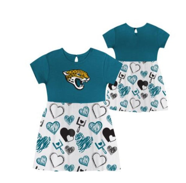 Jacksonville Jaguars YOUTH All Hearts Printed Dress