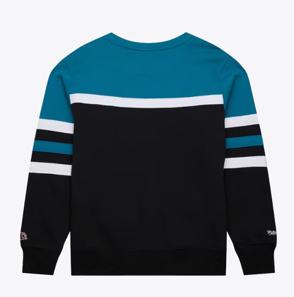 Jacksonville Jaguars Mitchell & Ness Vintage Logo Head Coach Fleece Pullover Sweatshirt Crew