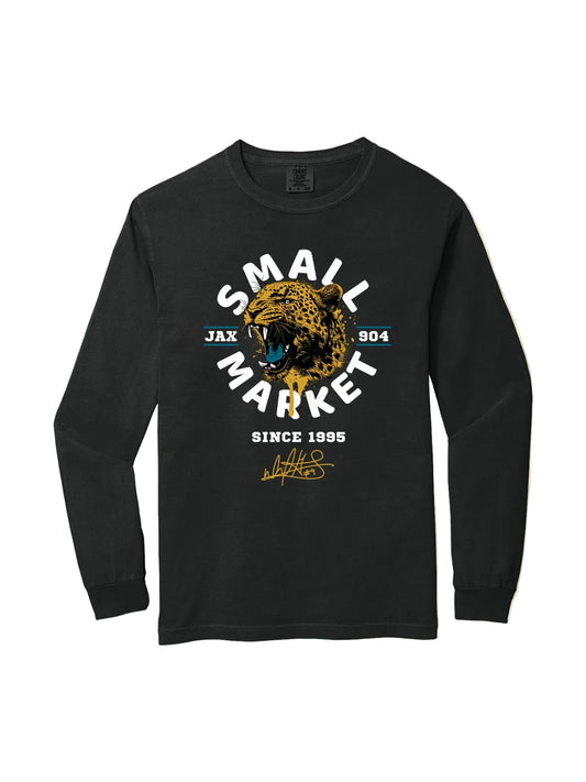 Jacksonville Jaguars Just A Small Market Team By David Garrard Black Comfort Color Long Sleeve