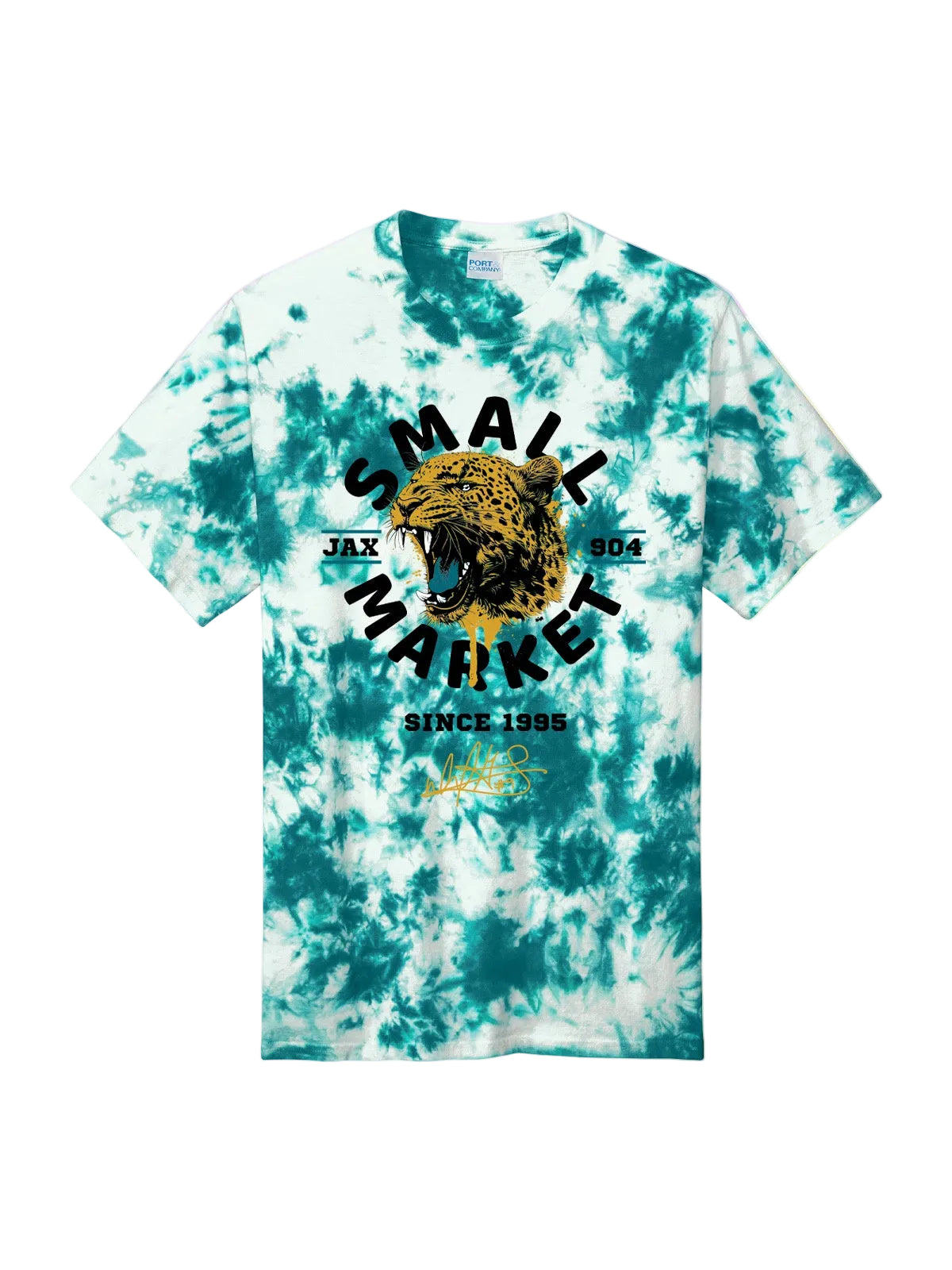 David Garrard Signature Series Small Market Team White/Teal Tie-Dye Short Sleeve