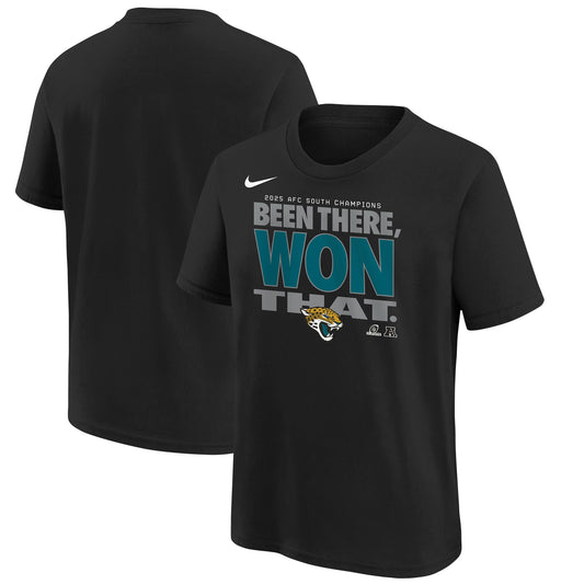 Nike Jacksonville Jaguars black 2025 AFC South Division Champions Locker Room Trophy Collection t-shirt