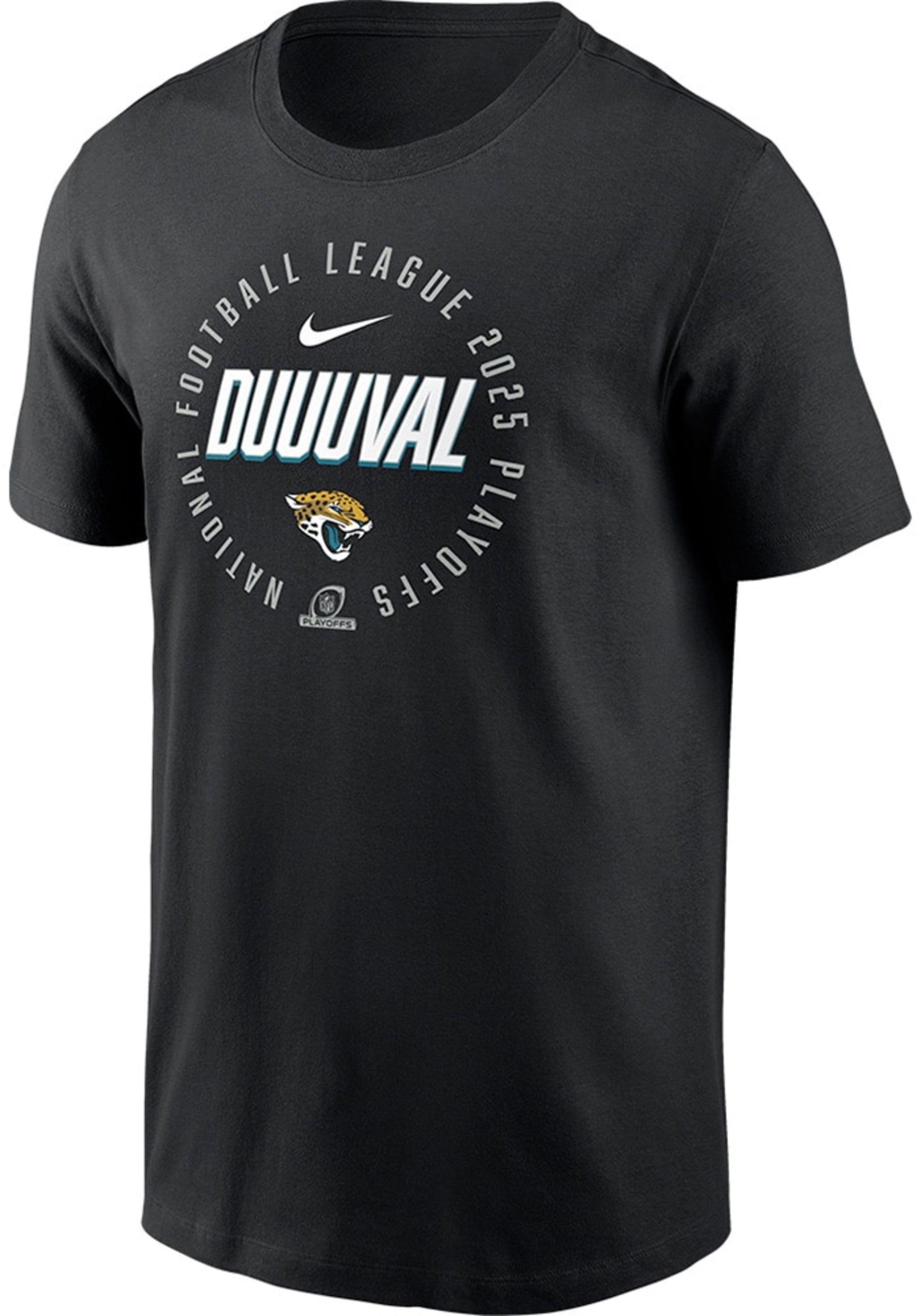 Nike Jacksonville Jaguars black 2025 Playoff Participant Highlight Receiver DUUUVAL t-shirt