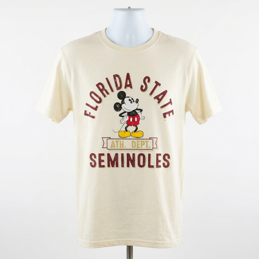 NCAA Florida State Seminoles Mickey Mouse Disney Men's T-Shirt Ivory Ath. Dept.