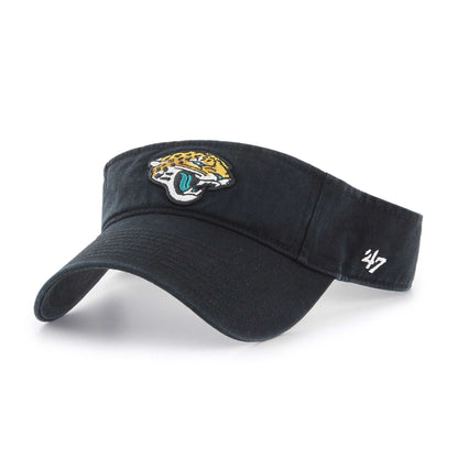 Jacksonville Jaguars black cotton visor with a curved brim, embroidered team logo and ‘47 side emblem.
