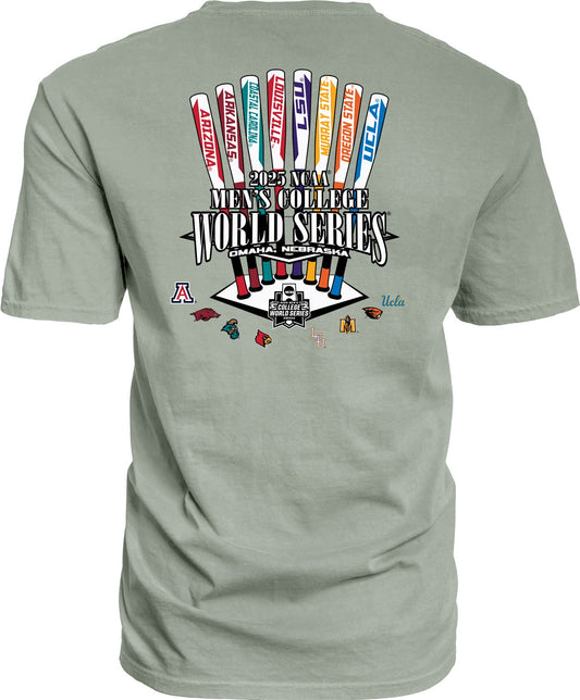NCAA Mens College World Series 2025 8 Team Fee Post Pale-Jade T-Shirt