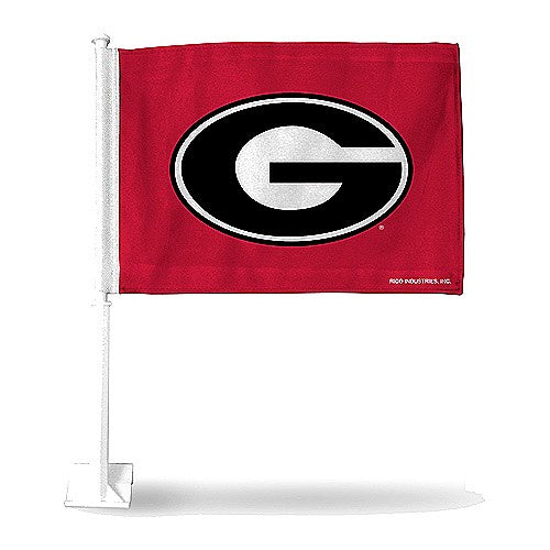 NCAA Georgia Bulldogs Rico G Logo Red Car Flag