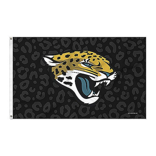 NFL Jacksonville Jaguars Rico Primary Logo Black Leopard 3x5 Banner Flag