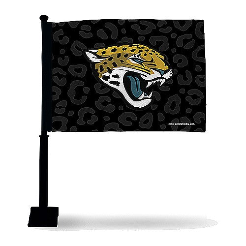 NFL Jacksonville Jaguars Rico Primary Logo Black Leopard Car Flag