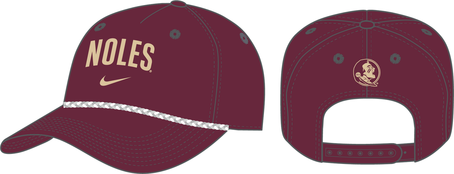 NCAA Florida State Seminoles Nike Rise Campus 5P Structured Adjustable Cap (Garnet)