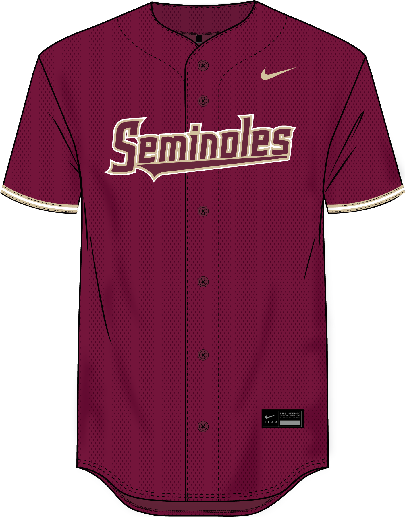 NCAA Florida State Seminoles Nike College Baseball Replica Road Wordmark Jersey (Garnet)