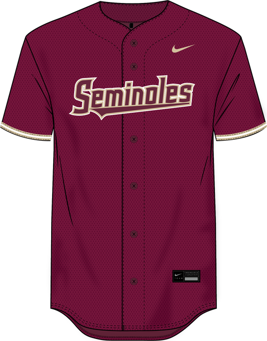 NCAA Florida State Seminoles Nike College Baseball Replica Road Wordmark Jersey (Garnet)