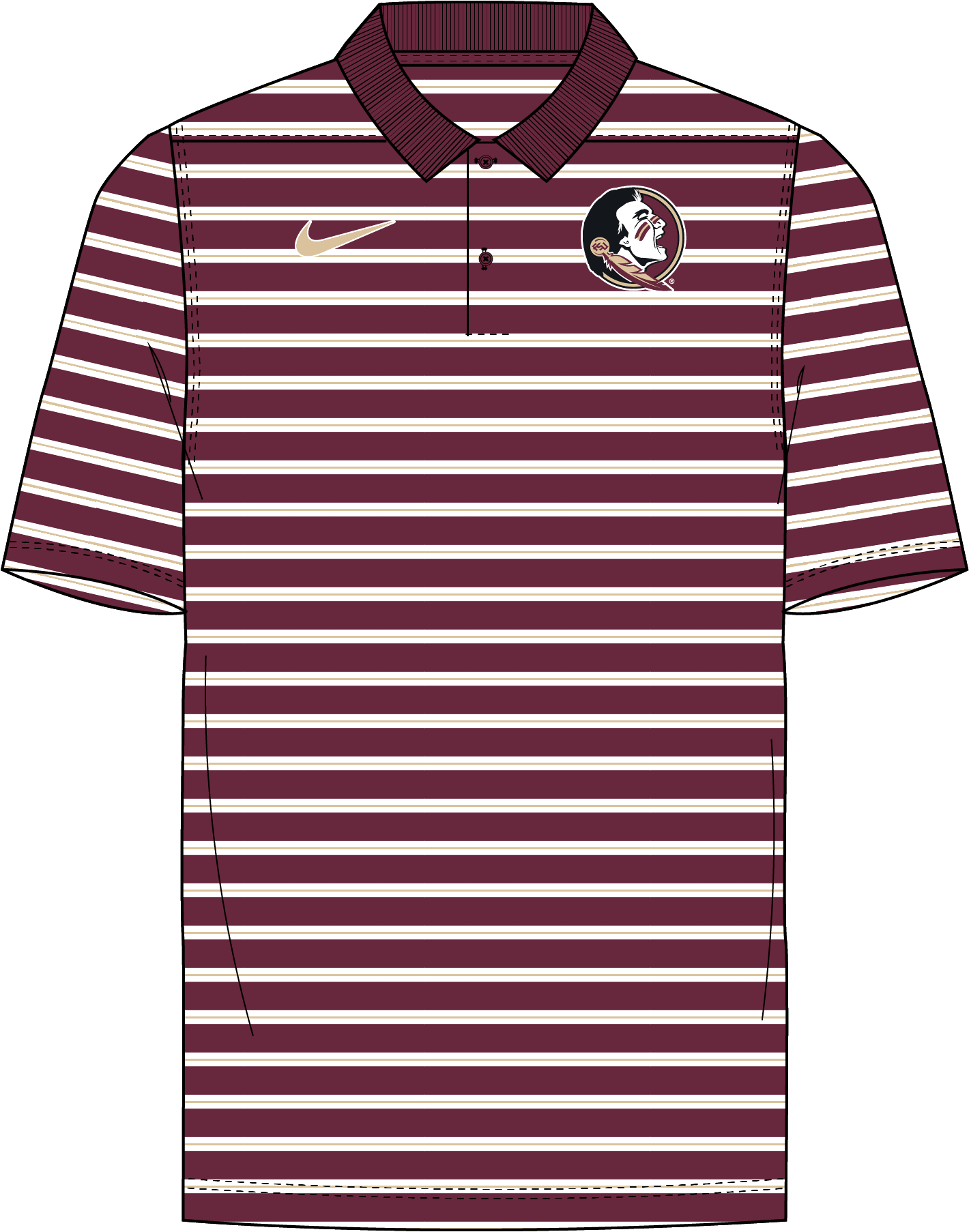 NCAA Florida State Seminoles Nike Men's Striped Primary Logo Polo (White)