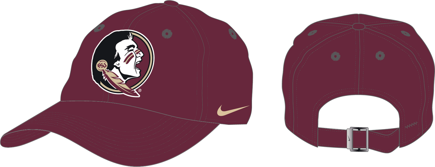 NCAA Florida State Seminoles Nike Dri-FIT Club Unstructured Swoosh Cap (Garnet)