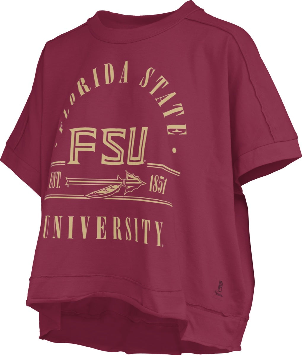 NCAA Florida State Seminoles Pressbox Sloane Debo Garnet Cap Sleeve Crew Top