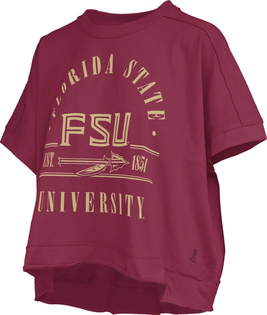 NCAA Florida State Seminoles Pressbox Sloane Debo Garnet Cap Sleeve Crew Top