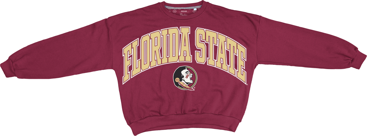 NCAA Florida State Seminoles Pressbox Deep Basic Arch Logo Sweeper Garnet Oversized Fleece Crew