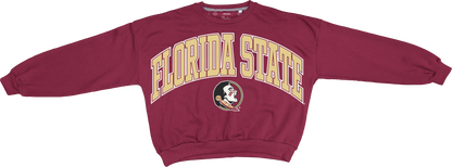 Garnet Florida State Seminoles crewneck sweatshirt with a team graphic, by Pressbox