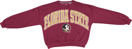 NCAA Florida State Seminoles Pressbox Deep Basic Arch Logo Sweeper Garnet Oversized Fleece Crew