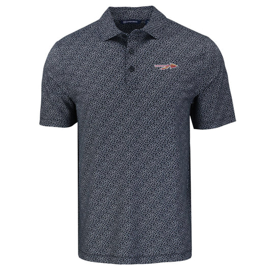 NCAA Florida State Seminoles Cutter & Buck Black/White Pike Recycled Pebble Print Mens Polo