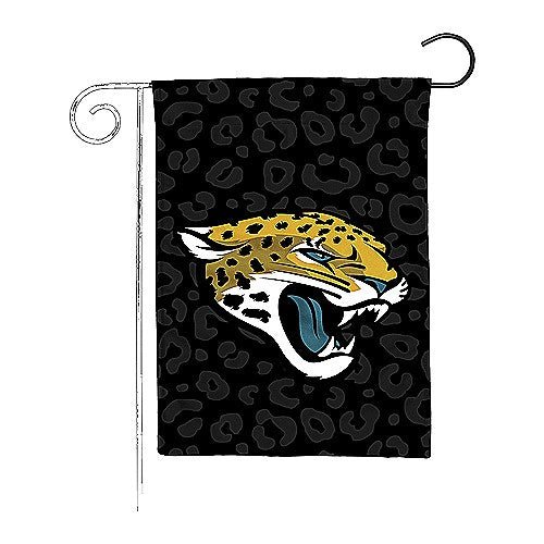 NFL Jacksonville Jaguars Rico Primary Logo Black Leopard 13x18 Garden Flag