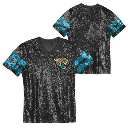 JACKSONVILLE JAGUARS GLAM STRIPED SEQUINED TOP BLACK - officially licensed fan gear