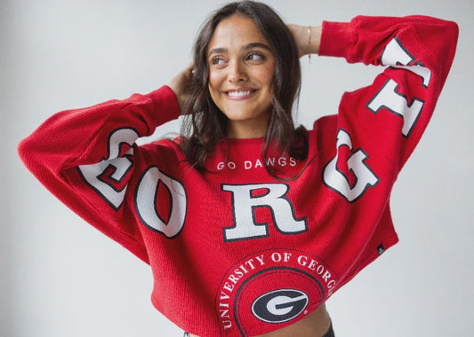 Georgia Bulldogs Phipps Split Cropped Corded Crew
