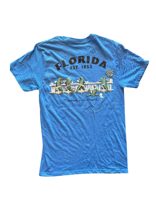 Florida The Duck Company Beware Gator Dropping Blue Tee
