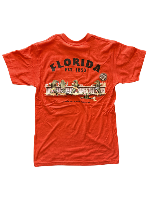 Florida The Duck Company Beware Gator Dropping Orange Tee
