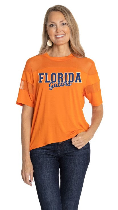 University of Florida Gators Flying Colors Ladies Avery Jersey Mesh Tee - officially licensed fan gear